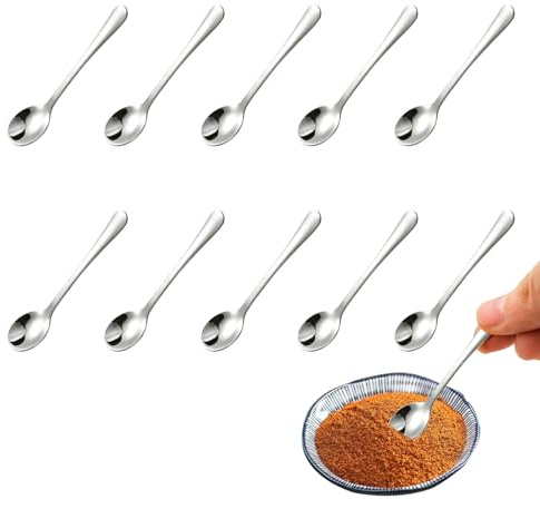 VINZOR Lot de 10 petites cuillères à expresso en acier inoxydable - Mini cuillères à expresso - 7,5 cm - Jolies petites cuillères à épices en acier inoxydable pour épices,sel,miel,cuillères à café-Fun