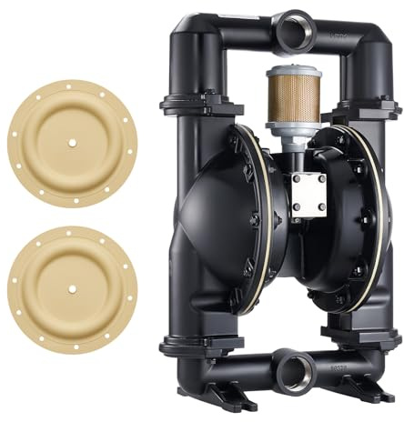 VEVOR Pompe Pneumatique à Double Membrane 598 L/min, Pompe à Diaphragme Pneumatique Transfert Huile Usagée, Entrée Sortie Air Standard, Corps Alliage Aluminium, pour Diesel, Graisse, Kérosène, Essence