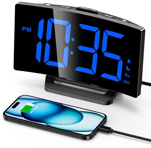 GOLOZA Upgraded Digital Alarm Clock for Bedrooms, Digital Clock with Customizable Night Mode, 5 Levels Brightness+Off, 2 Volume, 3 Alarm Tones, Snooze, USB Charging Port, Power-Off Memory, 12/24H/DST