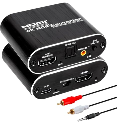 HDMI ARC Adapter 4K@60Hz HDMI ARC Audio Extractor ARC to Optical Audio Adapter with 3.5MM Audio Output Converter Support 3D/HDCP1.4/LPCM7.1/DTS for TV Box/DVD/PS5/Headphone/Amp/Home Theater