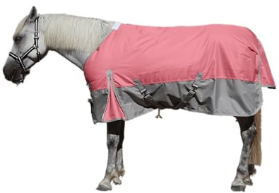 LEAFOREST Coperta da cavallo, 1200D, resistente, 200 g/m², impermeabile, traspirante, facile da pulire, per cavalli, coperta invernale, colore grigio rosa, 135 cm