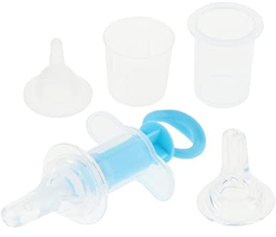 Milageto Distributeur de Comprimés pour Animaux avec Gobelet Seringle Médicale Embout Souple Sûr en Plastique PP pour Prise de Médicaments et Eau Convient, Bleu, comme décrit