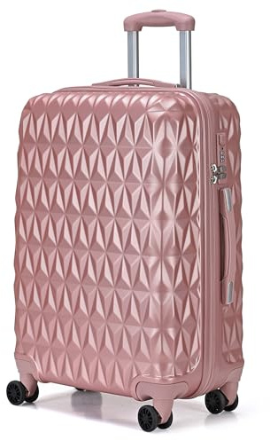 CMY Suitcase 28 Inch Large Hard Shell Luggage Lightweight ABS 4 Dual Spinner Wheels Business Trip Trolley Case Suitcases Hold Check in Luggage 3 Digit Combination Lock (Rose Gold, 28 inches)