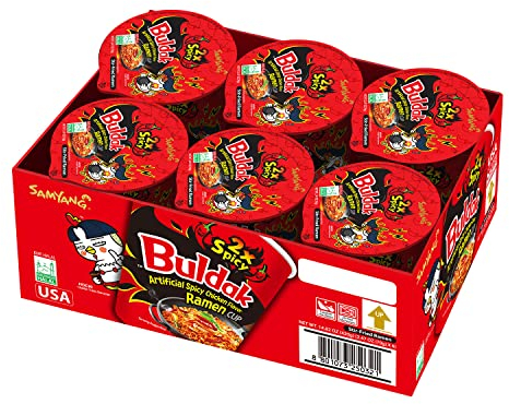 Samyang 2X Buldak Spicy Hot Chicken Stir Fried Cup Noodles (Pack of 6)