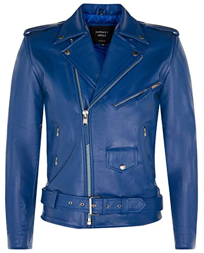 Infinity Leather Chaqueta de Cuero Para Hombre Rock Motocicleta de Piel