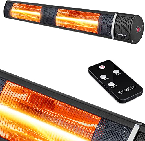 Monzana® Calefactor por Infrarrojos 3000W de Pared Estufa Terraza Exterior 3 Temperaturas Control Remoto App