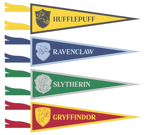Unik 23591 Harry Potter-tyg vimpel banderoller party-paket med 4, flerfärgad