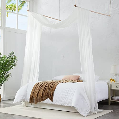 Warm Home Designs 55 x 216 Inch Beige Canopy Bed Curtains. BC Beige 216