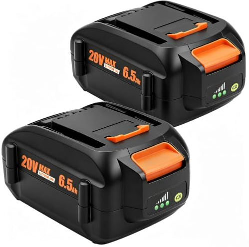 2-Pack 6.5Ah 20V Tool Battery Replacement for Worx Battery 20V PowerShare