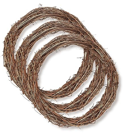 3Pcs Natural Grapevine Wreath - 30cm Round Garland Rattan Branch Garlands, Christmas Garland Halloween Rattan Garland DIY Crafts Garden Home Party Decorations