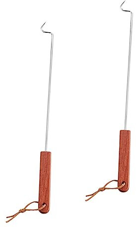 MILISTEN 2 Piezas Tenedor Para Chuleta De Cordero Con Mango De Madera Ganchos De Parrilla Volteador De Carne Palos Para Asar Volteadores De Barbacoa Acero Inoxidable Sintonizador Parilla