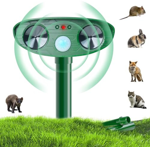 Katzenschreck für Garten, Solar Tiervertreiber Ultraschall Katzenabwehr Wasserdicht, Wühlmaus, Marder, Katzen, Waschbären, Schlange, Vögel,Tierabwehr,Maulwurffalle