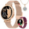 SWGOTA Montre Connectée Femme, 1.27'' HD Smartwatch avec Appel Fonction Féminine/Fréquence Cardiaque/Sommeil/SpO2, 120+ Modes Sport, Montre Connectée Ronde Podometre IP68 Android iOS, Cadeau Or Rose