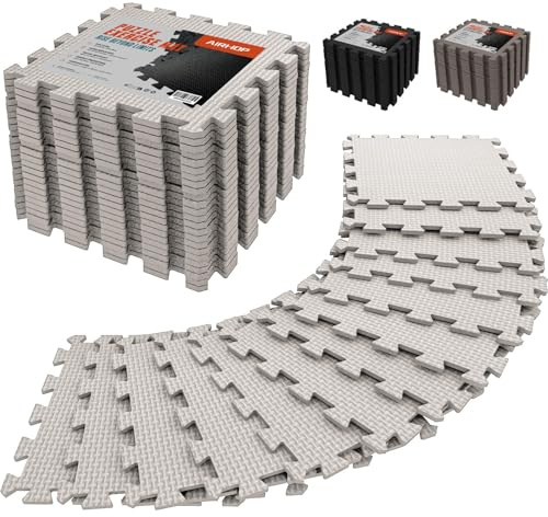 AIRHOP 18-pack Golvskyddsmattor, högdensitets, stötdämpande samt halkfria pusselmattor, tränings- och sportmattor för golv, yogamatta, idealiska vid hemmaträning samt gym, 30x30 cm