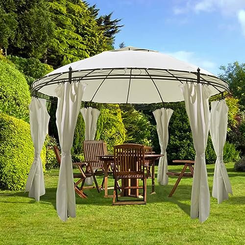 Homgoday Cenador con Cortinas Redondo 3,5x2,7 m Carpa de jardín Carpa de Fiesta Cenador Jardín Pabellón Pérgola Carpa Carpa de jardín Carpa de Fiesta Cenador Jardín Pabellón Pérgola Carpa