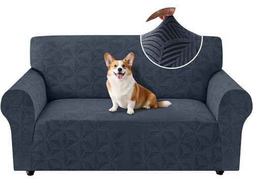 Ystyle Elástica Funda Sofa 2 Plazas, Universal Fundas De Sofa con Reposabrazos, Couch Cover Antiarañazos Antideslizante, Protector Sofa Antimanchas Ajustables, Anti Perros Gatos Gris Oscuro