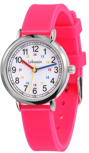 Lekwaiin Orologio per Bambini, Analogico al Quarzo Educativo Orologio con 12 e 24 ore per Bambine e Bambini 4-12 Anni Regalo