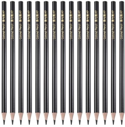 QUARKZMAN Juego De 15 Lápices De Colores Lápices De Dibujo Al óleo Negro | De Madera, Para Artistas Y Materiales De Arte, Para Adolescentes Y Adultos