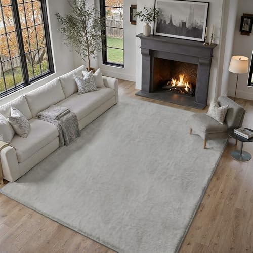 PureCozy Alfombra Salon 180x270cm Gris Alfombras Moderno Pelo Sintético Suave Habitacion Carpete Sala Comedor Dormitorio Pie Cama Oficina Grandes Decoración Carpet