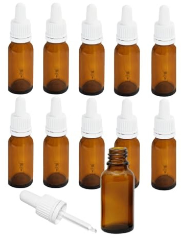 MV-Versand 10 x 20 ml pipettflaskor | apoteksflaskor av UV-skydd, glas | medicinflaskor | brunt glas med glaspipett