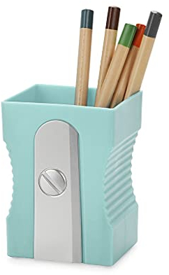 balvi Schreibutensilienbehälter Sharpener Türkis Farbe Original Topf für Bleistifte und Anspitzer Gef