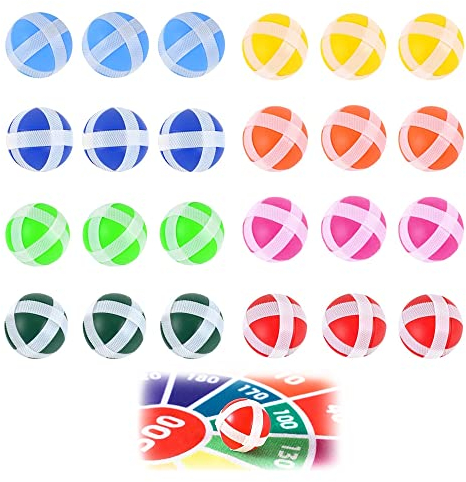 OHYER 24 Stück Klettball Ersatzbälle Klebrige Bälle Klettballspiel Sticky Ball Ballspiel Soft Dart Wurfspiel Zielscheibe Darts Bälle Klettspiel Bällen für Party Strand Outdoor Drinnen