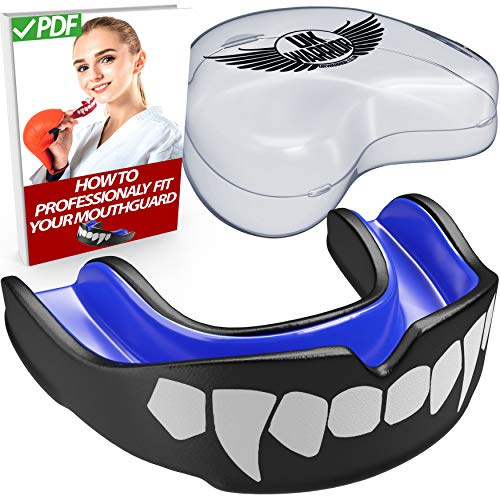 UK Warrior Vampire Mouth Guard Gumshield Guard Contact Sports Gum Shield Rugby Boxing Hockey Kickboxing MMA Judo Karate Fits Adult & Children