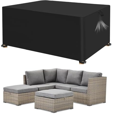 YYDSLEE Funda Para Muebles de Jardín Anti UV 420D Oxford Viento Resistente Invierno Tela Impermeable Exterior Funda Protectora Mesa Con Salidas de Aire Cubierta Muebles Conjuntos Terraza 100X100X85 cm