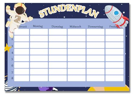 T TAKONE Stundenplan Abwischbar, 7cm*13cm Weltraum Stundenplan Magnetisch für Jungen, Geschenk zum Schulanfang für Grundschüler der Klassen Eins, Zwei und Drei (Blau)