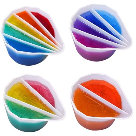 4 Pezzi Pittura a Tazza Divisa, Tazze divise in silicone, Tazza Divisa per Versare la Vernice, per fai da te, accessori da disegno, con divisori