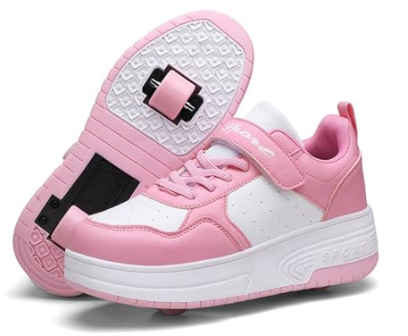 Hiseng Chaussure à Roulette pour Enfants et Adolescents - Basket Roller Fille Garçon 28-40EU - Pour Extérieur