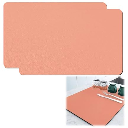 2-pack kaffematta Gummifodrad absorberande disktorkningsmatta för köksbräda - Kaffebarstillbehör Passar under kaffebryggare Kaffemaskin Kaffekanna Espressomaskin (orange, 30*40 cm)