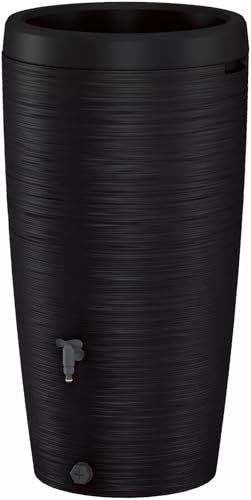 Regenwassertank 240 L Regentonne Wasserbehälter in 3 Farben mit Wasserhahn Set (240L Schwarz)