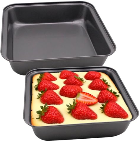 INHEMING 2 st fyrkantig kakburk, fyrkantig djup brownie kakform, bakplåt med non-stick beläggning för bakning, rostning, bröllop 22 x 22,5 x 5 cm
