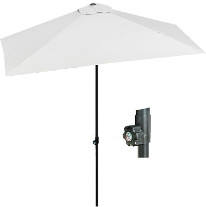 Ombrellone da balcone regolabile semi-rettangolare a 5 stecche salvaspazio per piccoli spazi da parete 250 x 130 cm