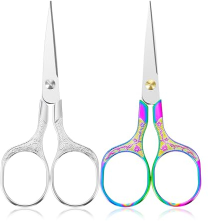 Lot de 2 ciseaux à broder, ciseaux de couture en acier inoxydable pour une coupe précise des fils, idéal pour le travail manuel et la couture (couleur et argent)