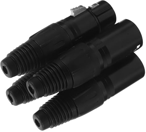 SHOWERORO Lot de 4 Adaptateurs XLR 5 Broches Noirs en Cuivre Argenté – Connecteurs Mâles et Femelles pour Câbles Audio Micro – Compatibilité Étendue pour Mixage et Enregistrement