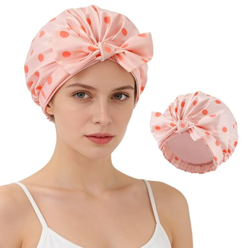 HAGOT Cuffia Doccia per Donna, Cuffia Impermeabile per la Doccia Antiscivolo Asciugatura Rapida, Doppio Strato Riutilizzabile, Adatta a Capelli Lunghi, Corti e Ricci