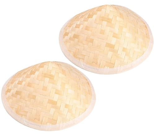 CIYODO Lot de 2 Chapeaux de Paille Tressée en Bambou Décoratifs pour Garçon et Filles, Grosse Taille, Accessoires Créatifs de Peinture et Ornements Muraux pour Activités Scolaires