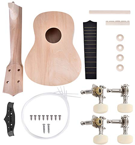 Für Gitarre Bausatz Komplett - Ukelele Kit, 21 Zoll Basswood 4-Saiter Ukelele Diy Kit Instrument Zubehör, 20,8 X 6,8 X 2,1 Zoll