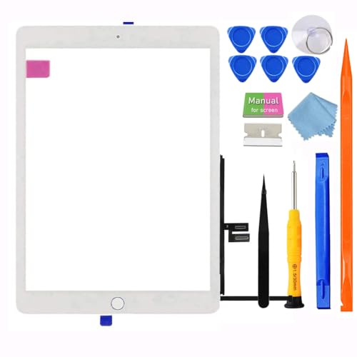 för iPad 7 7:e / 8 8:e generationen skärm ersättning digitizer modell A2197 A2198 A2200 A2270 A2428 A2429 A2430, för 7:e 8:e generationens pekglas 10,2 tum, + hemknapp, full reparationssats, med