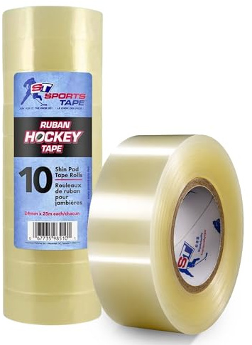 SportsTape Ruban Hockey Tape, 24mm x 25m, Clear, (10-Pack)