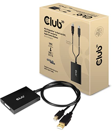 Club 3D Mini DP auf Dual Link DVI aktiver Adapter, HDCP Off Version für Apple Cinema Displays 7995021001