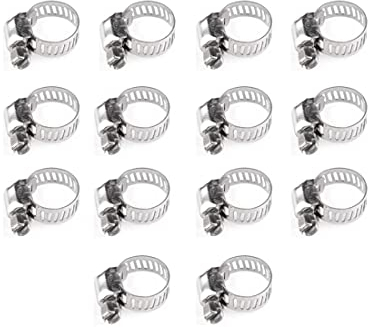 14 Piezas 304 Abrazaderas de Manguera Abrazaderas de Manguera Ajustables de 6-12 mm para Tuberías de Gas, Agua, Conductos Abrazaderas de Tornillo Sin Fin, Cables, Grifo Doméstico, Fijación de Tuberías