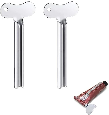 Toothpaste Squeezer 2Pcs Metal Toothpaste Tube Squeezer, Tube Squeezer Key Toothpaste Roller Useful and Practical Paint Tube Squeezers Tube Key Squeezer for Toothpaste Hair Gel Hand Cream