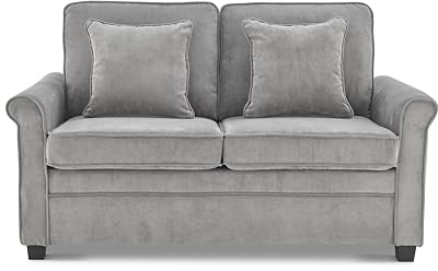 Bravich Single Sofa Bed for Adults, Grey Corduroy Fold Out Sofa Bed Compact 2 Seater, Modern Folding Couch Bed 185x94cm Thick Foam Cushion, Small Spaces Living Room Chair Bed