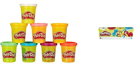 PlayDoh E5044EU4 8er Pack, Knete in Regenbogen Farben, für fantasievolles und kreatives Spielen, bunt & 4er Pack WILD, Knete für fantasievolles und kreatives Spielen E4867ES0 Mehrfarbig