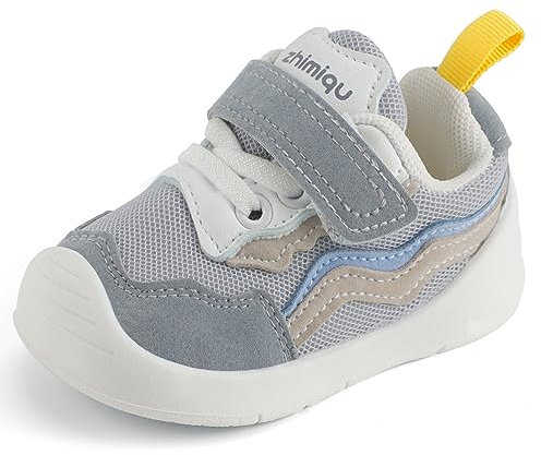 LACOFIA Baby Lauflernschuhe Jungen Erste Babyschuhe Kleinkind rutschfeste Gummisohle Sneaker Grau 18 EU(Etikett 16)