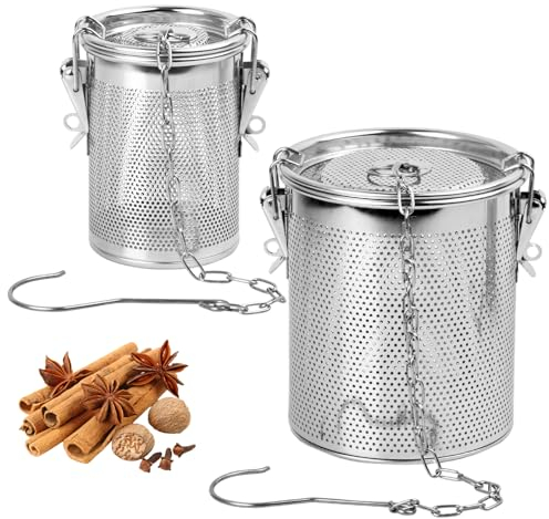 Natuce 2 Pièces Filtre D'assaisonnement Épices,Infuseur à Boule de Thé Passoire à Mailles,Infuseur épices avec couvercle,Passoire à thé en acier inoxydable,pour Thé Vrac,Épices,Herbes,Café