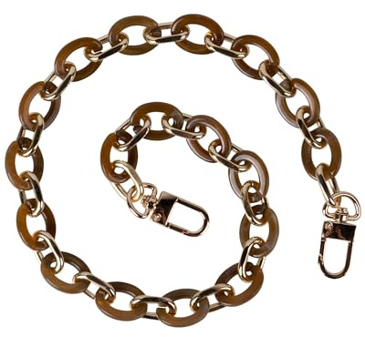 MEGAVOW 1 pieza Correa de Cadena de Bolso, Asa de Cadena Plana con Hebilla de Metal, Bolso de Hombro Cadenas Correa de Repuesto, Marrón, 60cm
